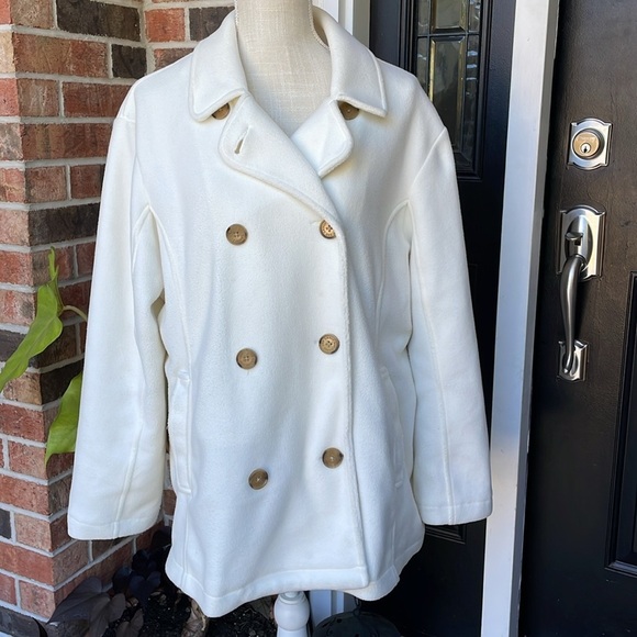 Lands End ThermaCheck Double‎ Breasted Pea Coat - Picture 1 of 11
